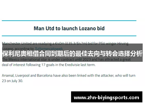 保利尼奥租借合同到期后的最佳去向与转会选择分析