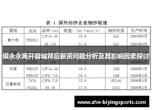 侯永永离开蓉城背后薪资问题分析及其影响因素探讨